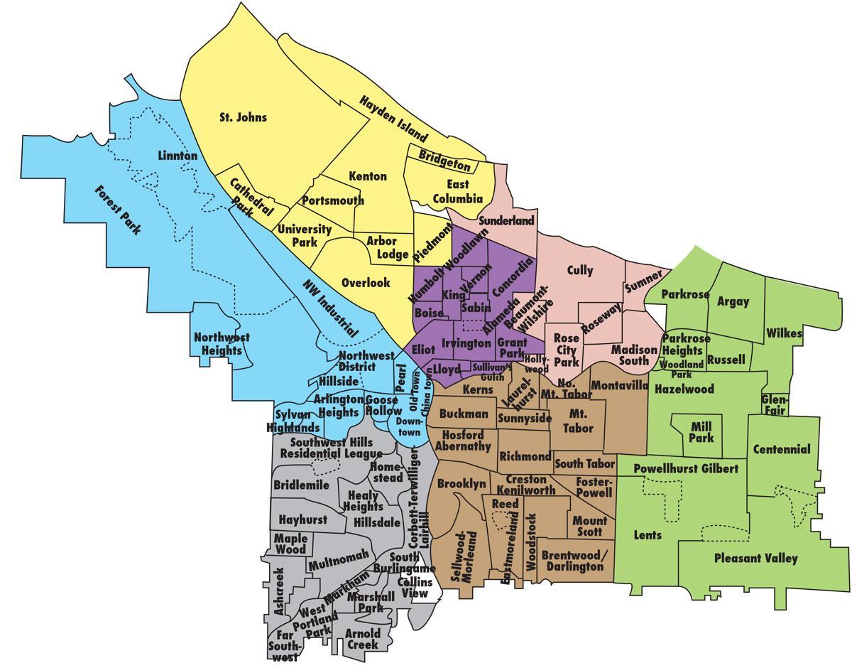 karte Portland un apkārtējo teritoriju