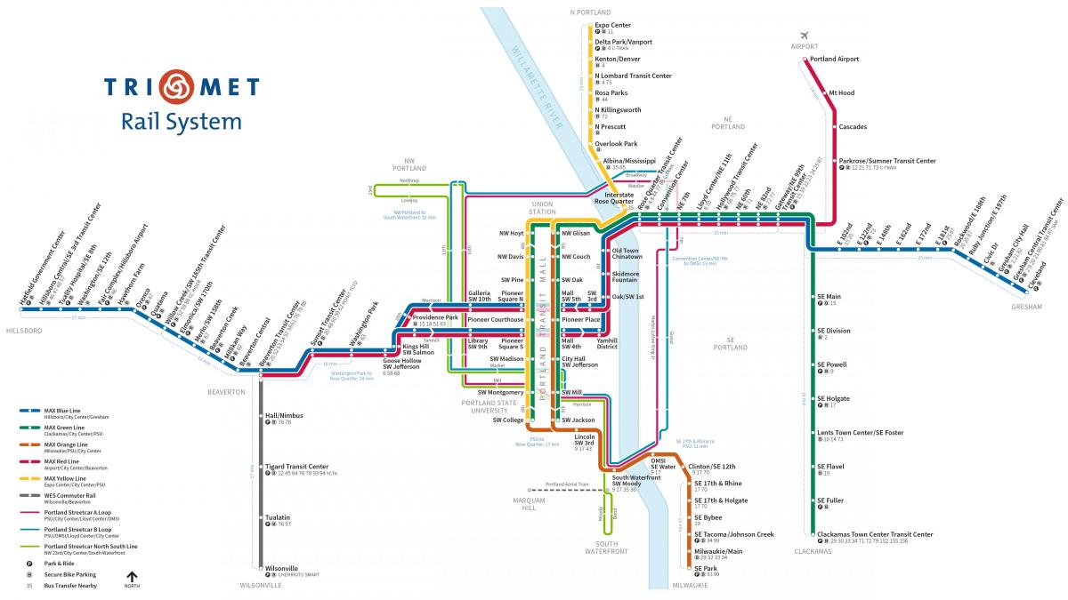 Portland dzelzceļu sistēmas karte