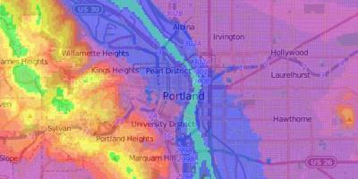 Portland Oregon pacēlums karte